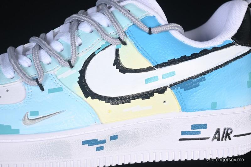 حذاء رياضي نايك اير فورس 1'07 منخفض مرسوم باليد باللون الأزرق الكهربائي الكاجوال - FB8917-300