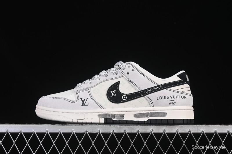 حذاء تزلج نايك SB Dunk Dunk Low LV Collaboration Graffiti Dual-Color الذكرى السنوية الراقية ذات اللونين حذاء تزلج كاجوال منخفض مخصص - CX505050-Y01