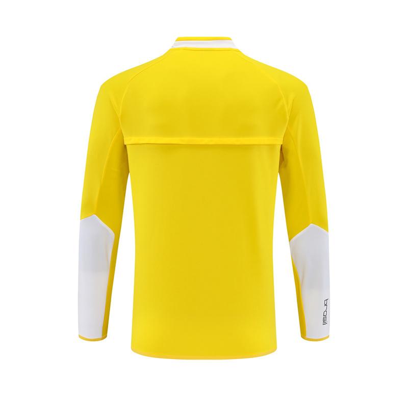 2002 Brazil Yellow Half Zipper Jacket+Long Pants