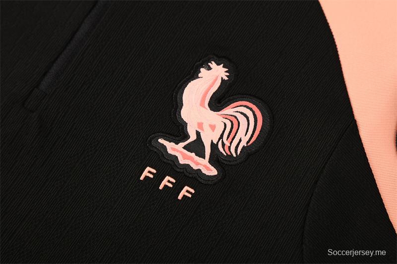 Player Version 25/26 France Black Half Zipper Jacket+Long Pants