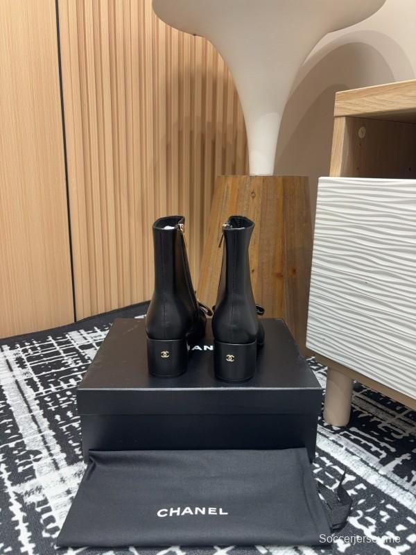 Chanel 2025 SS Bow CC Crystal Buckle Ankle Boots - LY00340/LY00350