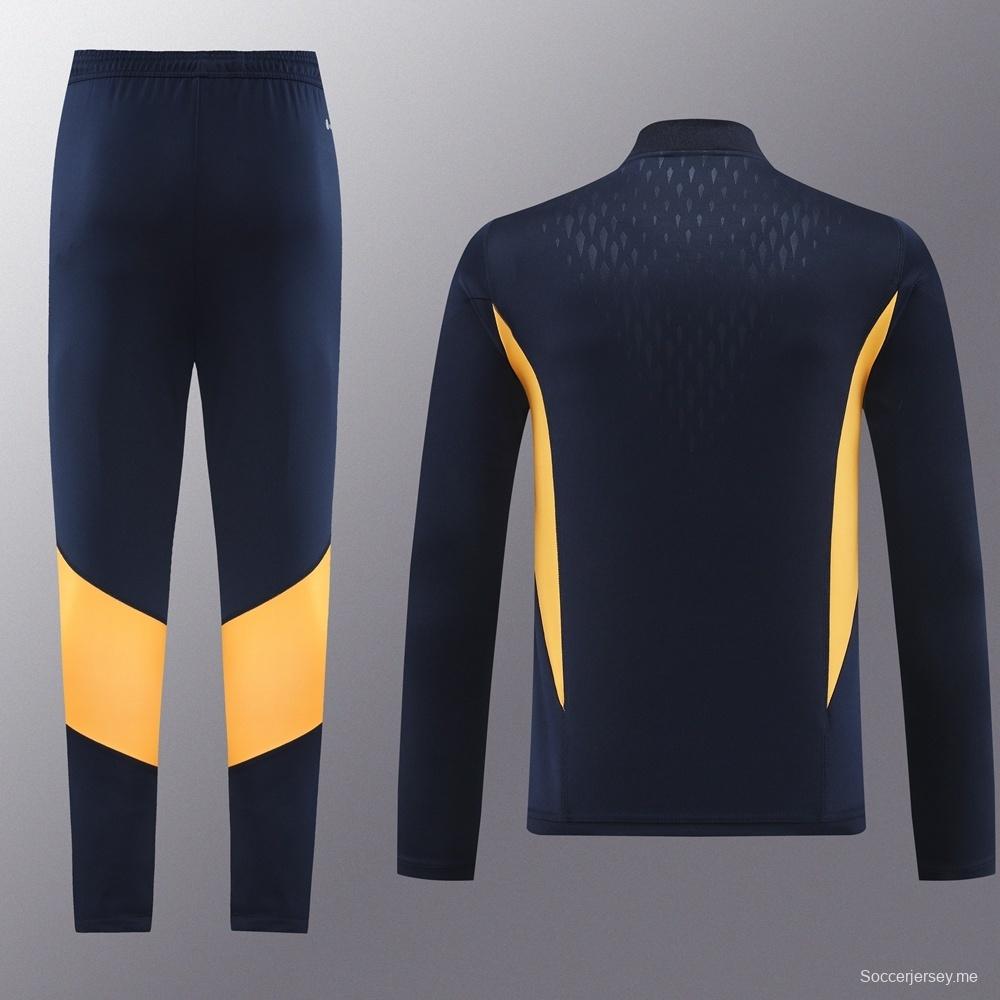 25/26 ريال مدريد جاكيت أزرق ملكي نصف سحاب أزرق + بنطلون طويل