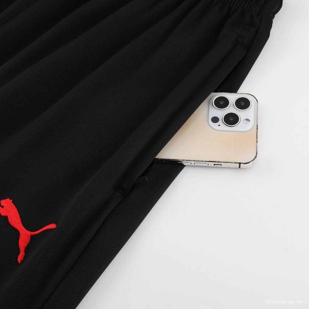 23/24 ميلان ميلان أحمر S-2XL سترة نصف سحاب + بنطلون طويل + بنطلون طويل