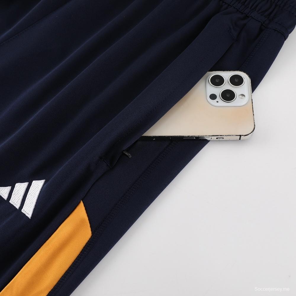 25/26 ريال مدريد جاكيت أزرق ملكي نصف سحاب أزرق + بنطلون طويل