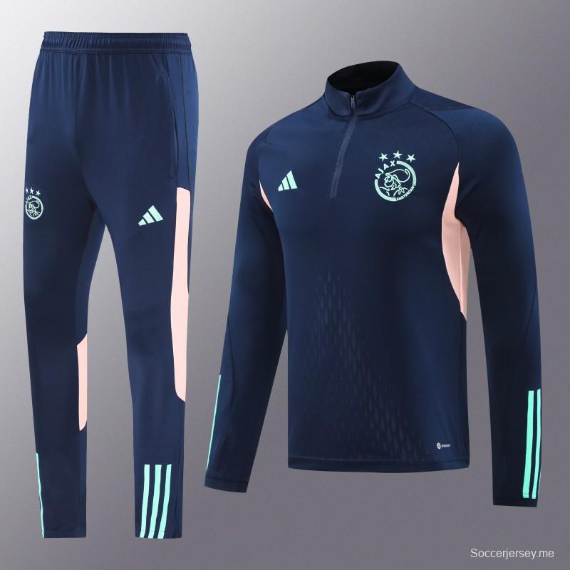 25/26 أجاكس جاكيت بنصف سحاب أزرق داكن + بنطلون طويل