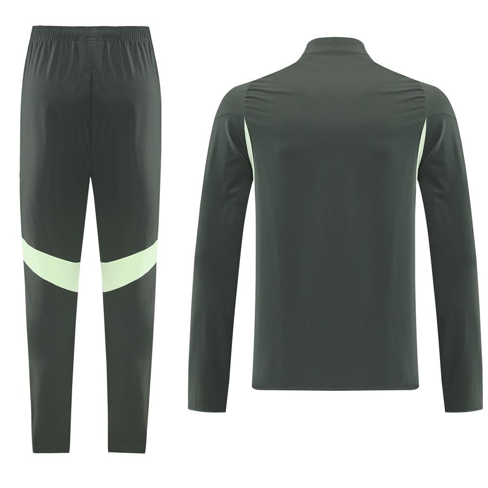 25/26 ريال مدريد جاكيت أخضر داكن نصف سحاب أخضر + بنطلون طويل S-3XL