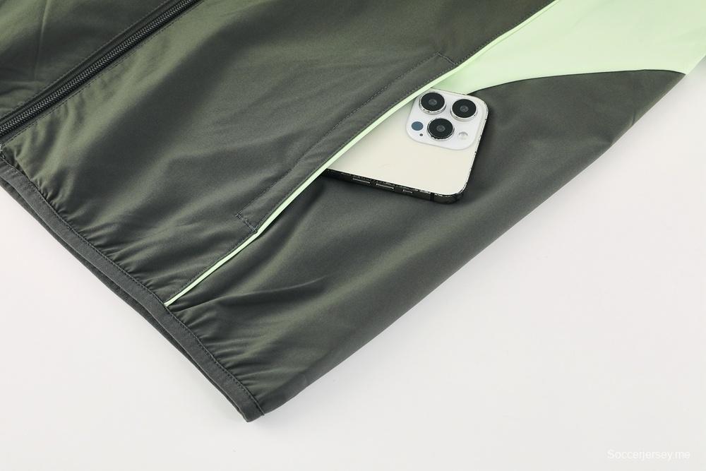 25/26 ريال مدريد جاكيت أخضر داكن نصف سحاب أخضر + بنطلون طويل S-3XL