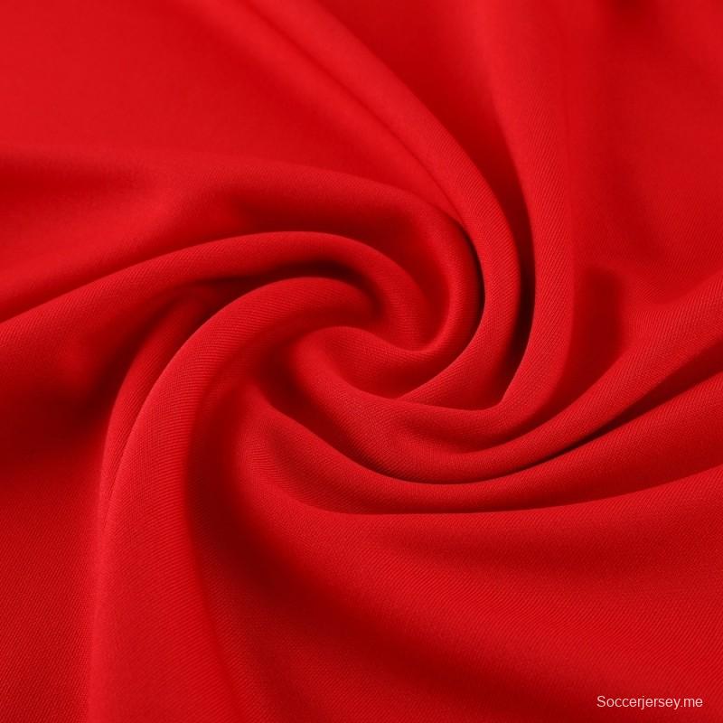 23/24 ميلان ميلان أحمر S-2XL سترة نصف سحاب + بنطلون طويل + بنطلون طويل