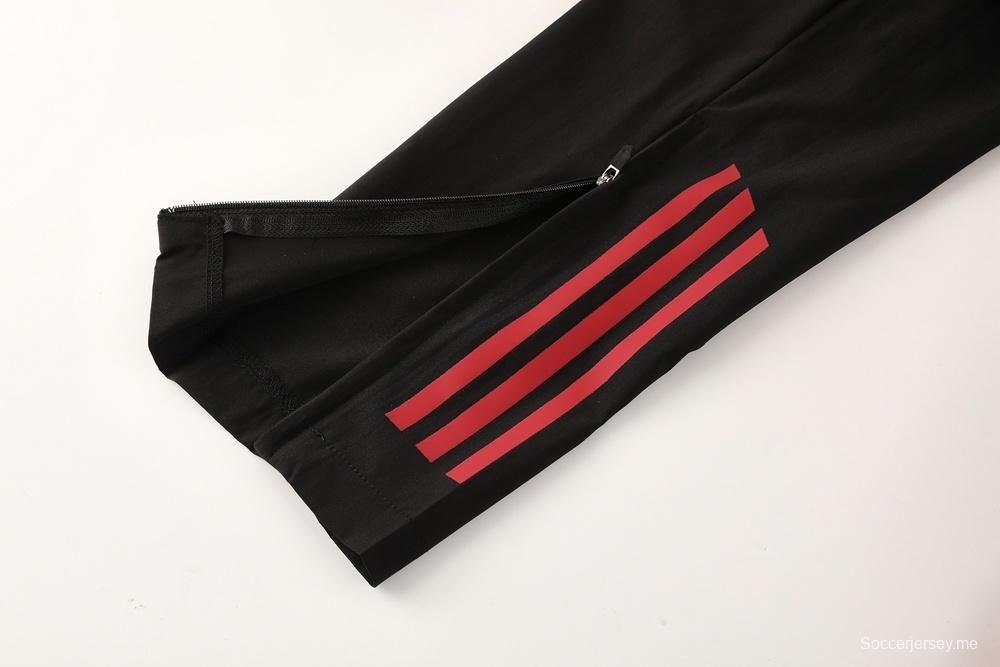 25/26 ليفربول أسود S-2XL أسود جاكيت نصف سحاب + بنطلون طويل + بنطلون طويل