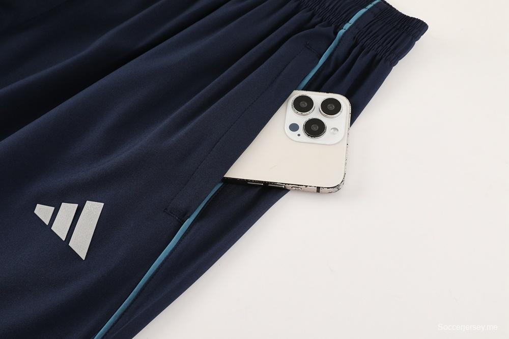 25/26 أرسنال جاكيت أزرق نصف سحاب أزرق + بنطلون طويل S-3XL