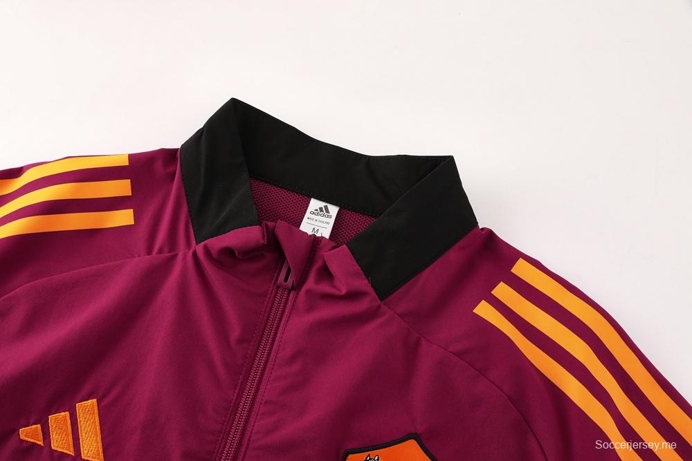 25/26 AS Roma مارون S-3XL كسترة نصف سحاب + بنطلون طويل + بنطلون طويل