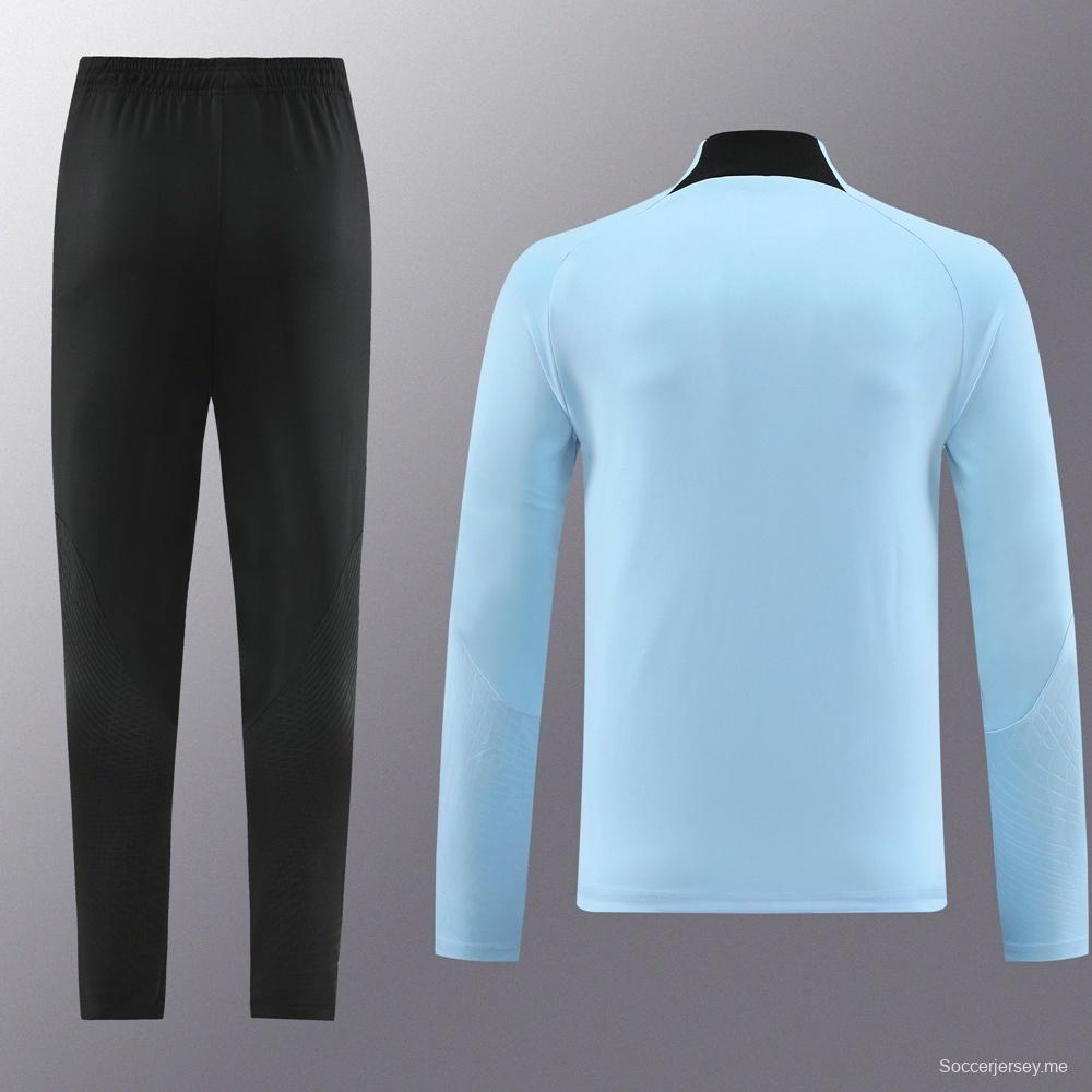 25/26 إنتر ميلان الإيطالي سترة نصف سحاب أزرق سماوي + بنطلون طويل + بنطلون طويل
