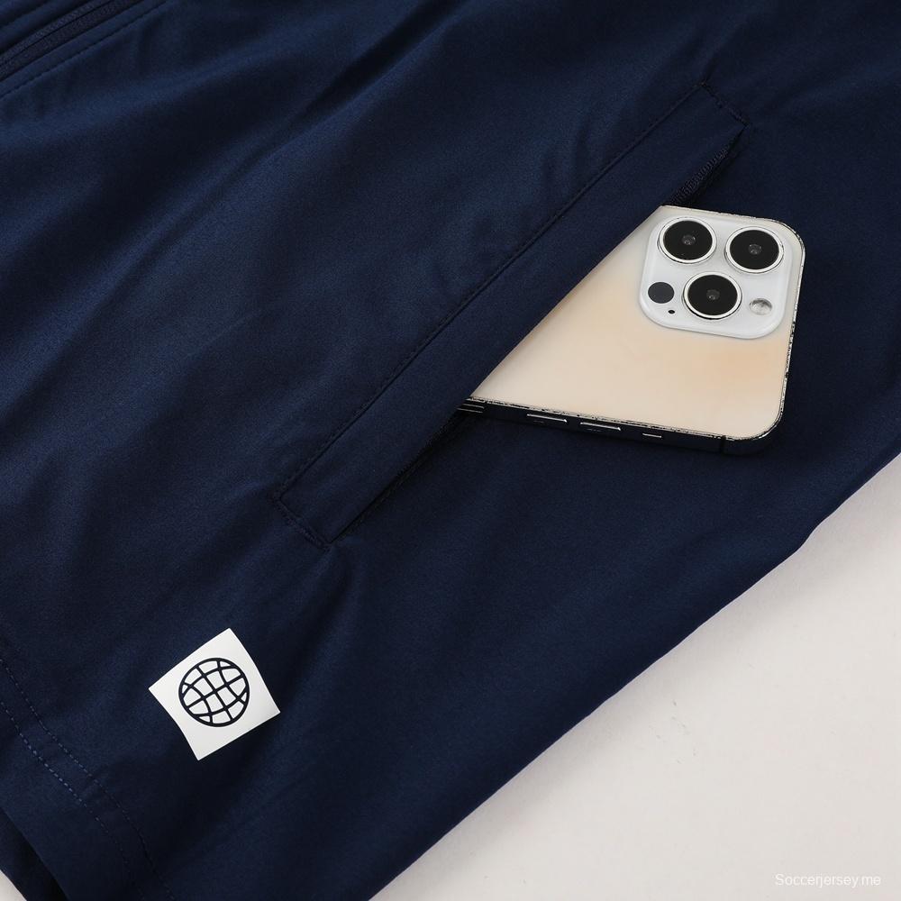 2025 أديداس 2025 جاكيت أزرق ملكي نصف سحاب أزرق + بنطلون طويل S-2XL