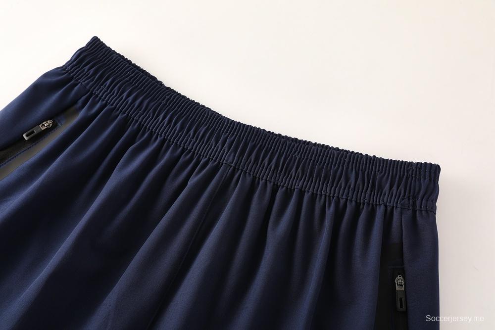 2025 أديداس 2025 جاكيت أزرق ملكي نصف سحاب أزرق + بنطلون طويل S-2XL