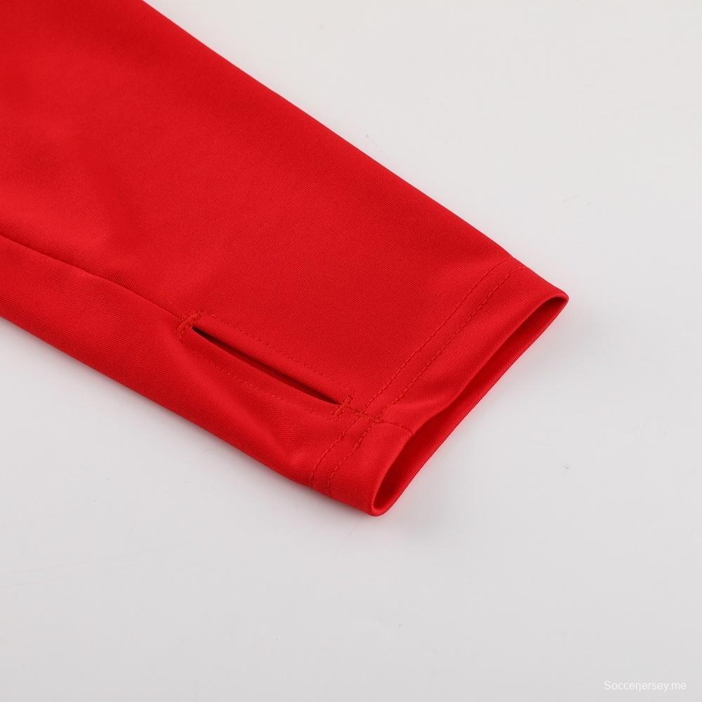 23/24 ميلان ميلان أحمر S-2XL سترة نصف سحاب + بنطلون طويل + بنطلون طويل