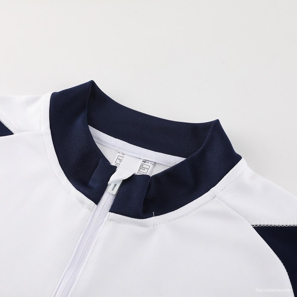 23/24 أجاكس أبيض S-2XL سترة نصف سحاب + بنطلون طويل + بنطلون طويل