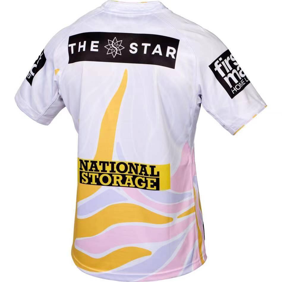 25/26 قميص بريسبان برونكوس أبيض مع قميص ذهبي وردي اللون الوردي