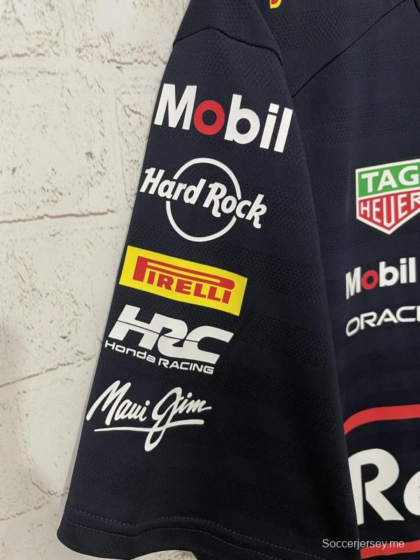 تي شيرت 2026 سباق الفورمولا 1 أوراكل ريد بول باللون الكحلي مع خطوط حمراء