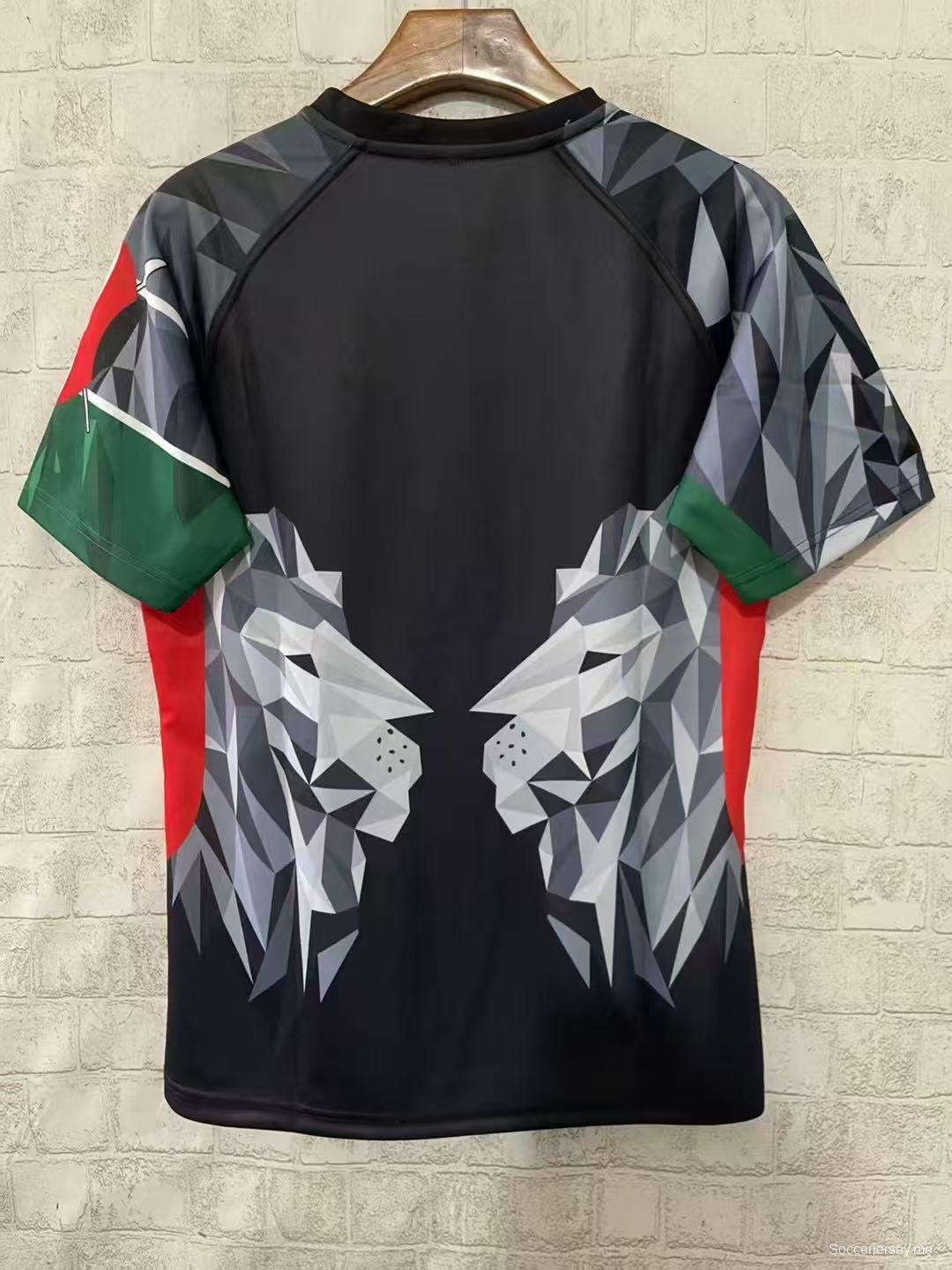 2026 كينيا 2026 قميص أسد أسود هندسي أسود