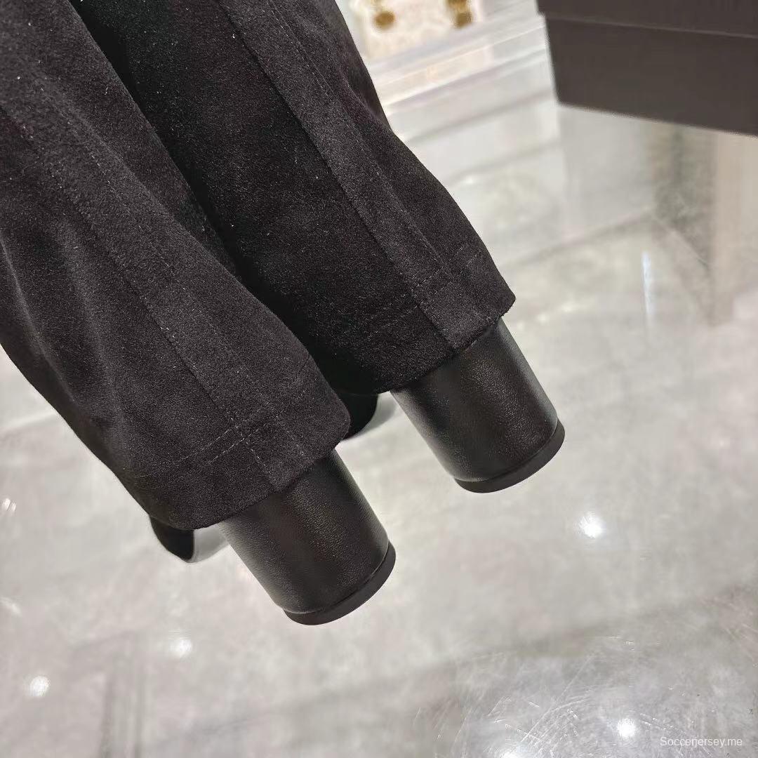 Chanel 2025/SS Small Fragrance Autumn Winter Runway Turned-Cuff Block Heel Straight Leg Boots - LY00510