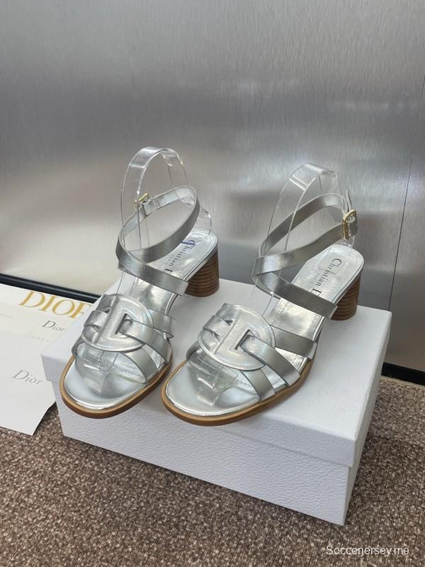 حذاء ديور D-Club D-Club جيلي ملون مجوف بحزام متقاطع ذو كعب متوسط للنساء - KFY00290