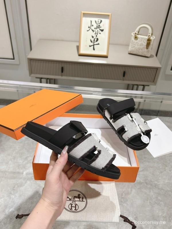 H Sandals 2025SS Latest Official Two-Uncle Flowy Tassel Sandals - LY00270