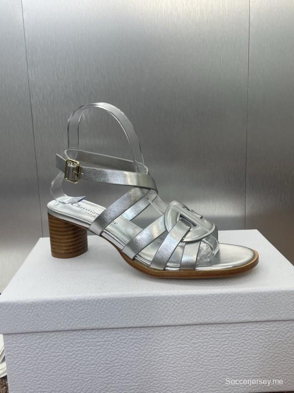 حذاء ديور D-Club D-Club جيلي ملون مجوف بحزام متقاطع ذو كعب متوسط للنساء - KFY00290