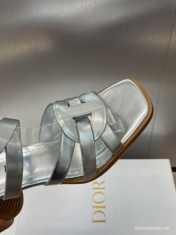 حذاء ديور D-Club D-Club جيلي ملون مجوف بحزام متقاطع ذو كعب عالٍ نسائي - KFY00290