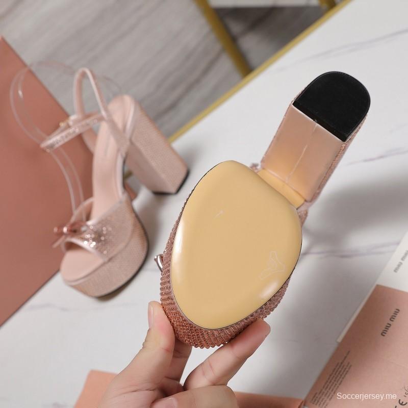 صندل بلينج سواروفسكي كريستال سواروفسكي بكعب 11.5 سم - KFY00340 من MIUMIU