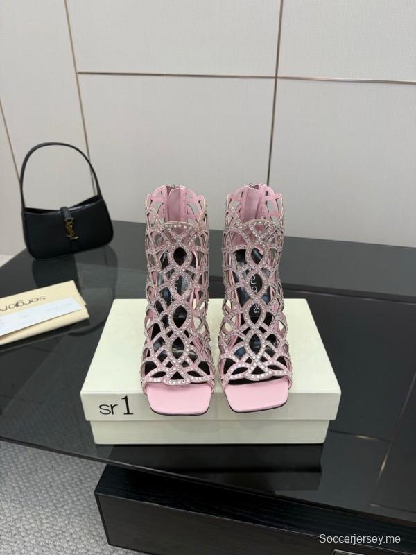 صندل سيرجيو روسي صندل حورية البحر 2025 من مجموعة SS صندل بكعب عالٍ أنيق بشبكة صيد السمك - KFY00470