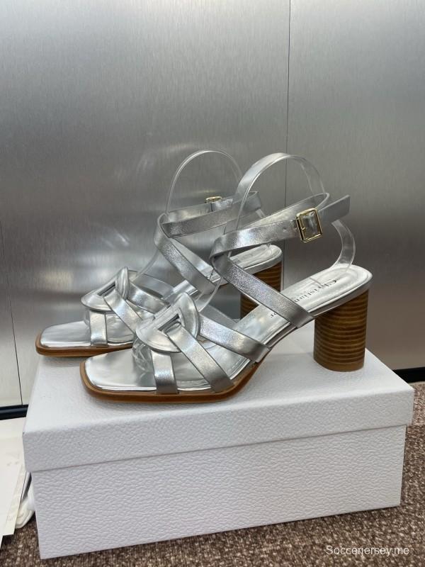 حذاء ديور D-Club D-Club جيلي ملون مجوف بحزام متقاطع ذو كعب عالٍ نسائي - KFY00290