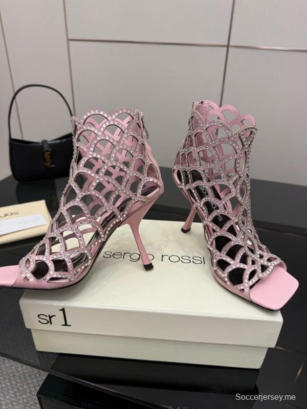 صندل سيرجيو روسي صندل حورية البحر 2025 من مجموعة SS صندل بكعب عالٍ أنيق بشبكة صيد السمك - KFY00470