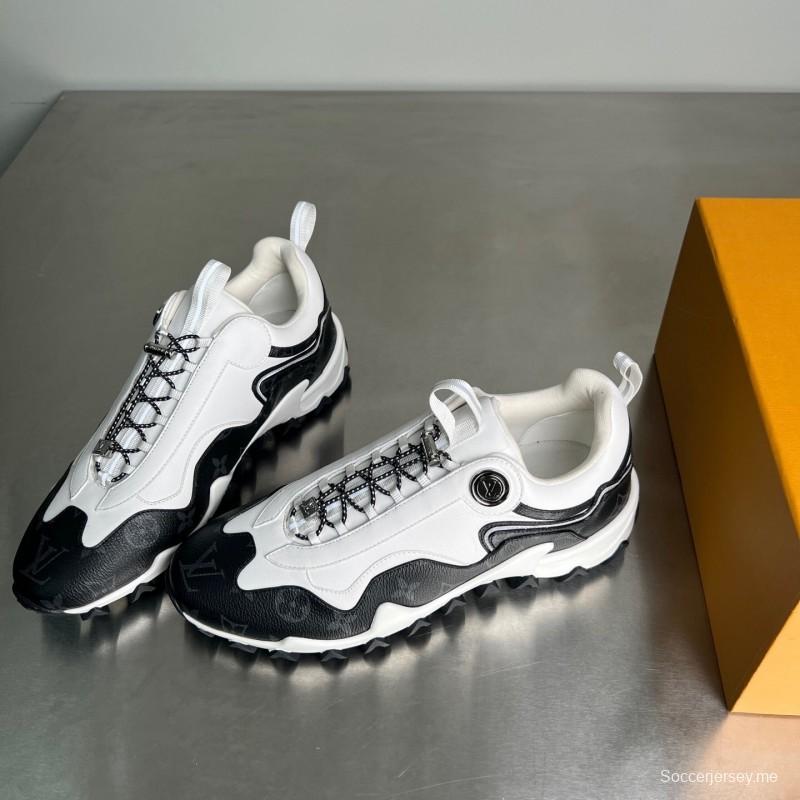 حذاء Lv RUSH من لويس فويتون Lv RUSH من جلد العجل المعدني LV الدائري الدائري المقاوم للانزلاق، حذاء كاجوال منخفض الكمال - YC