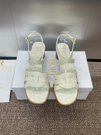 حذاء ديور D-Club D-Club جيلي ملون مجوف بحزام متقاطع ذو كعب متوسط للنساء - KFY00290