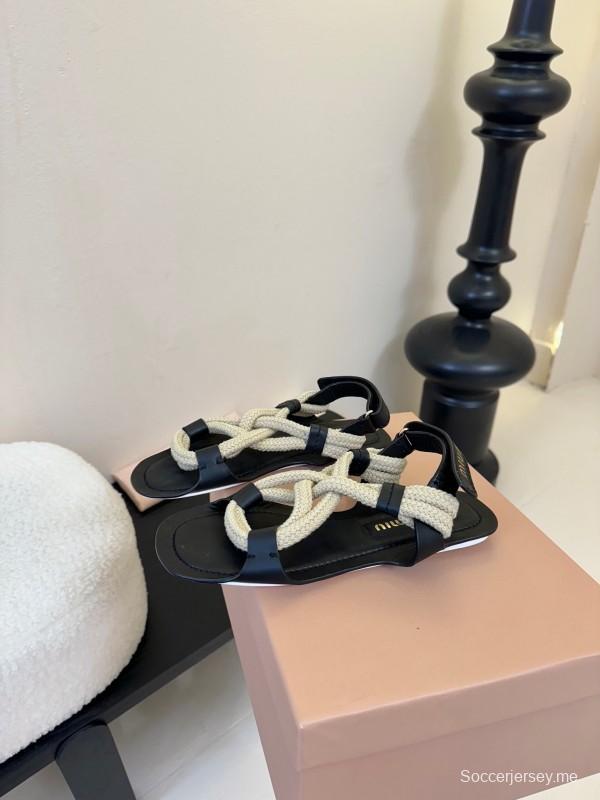 صندل بحبل منسوج من الحبل من ميو 2025/أسس أسبوع الموضة - KFY00330