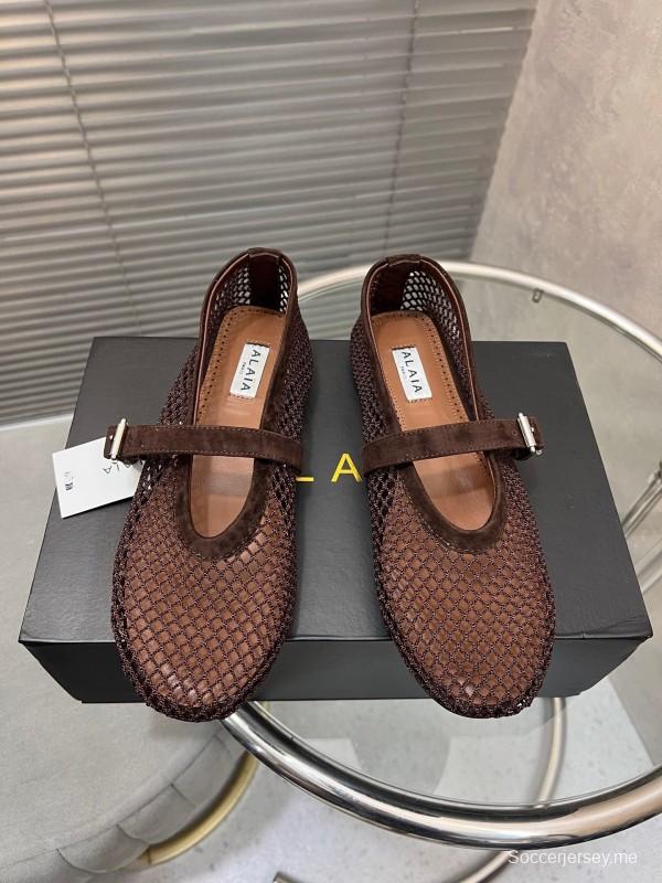 ALAIA 2025/SS صندل مسطح شبكي جديد بلون جديد - KFY00270