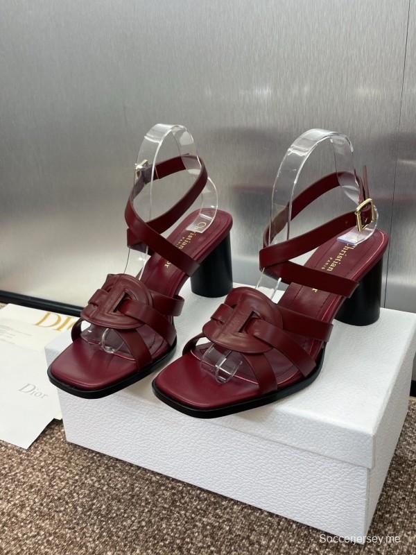 حذاء ديور D-Club D-Club جيلي ملون مجوف بحزام متقاطع ذو كعب عالٍ نسائي - KFY00290