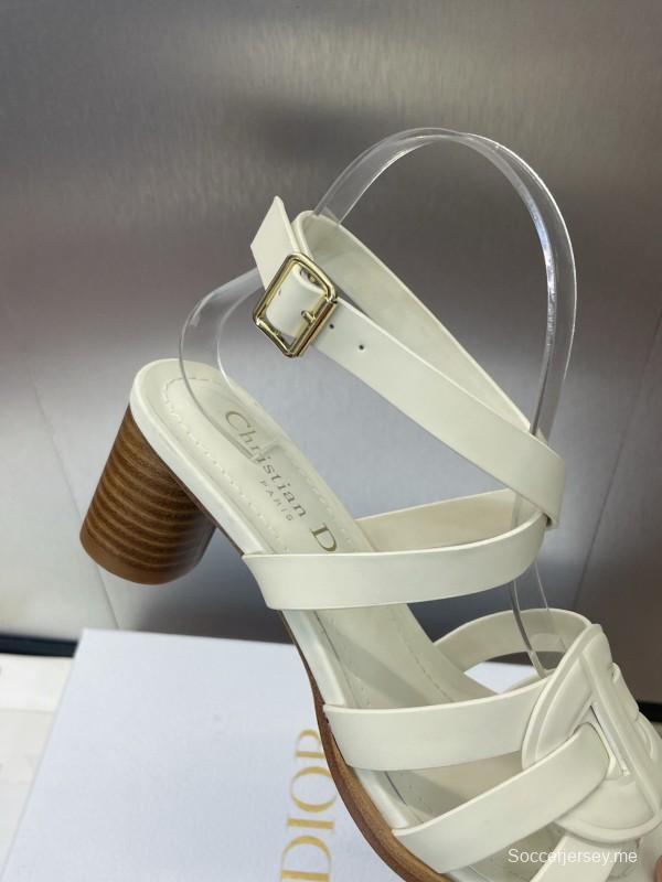 حذاء ديور D-Club D-Club جيلي ملون مجوف بحزام متقاطع ذو كعب متوسط للنساء - KFY00290