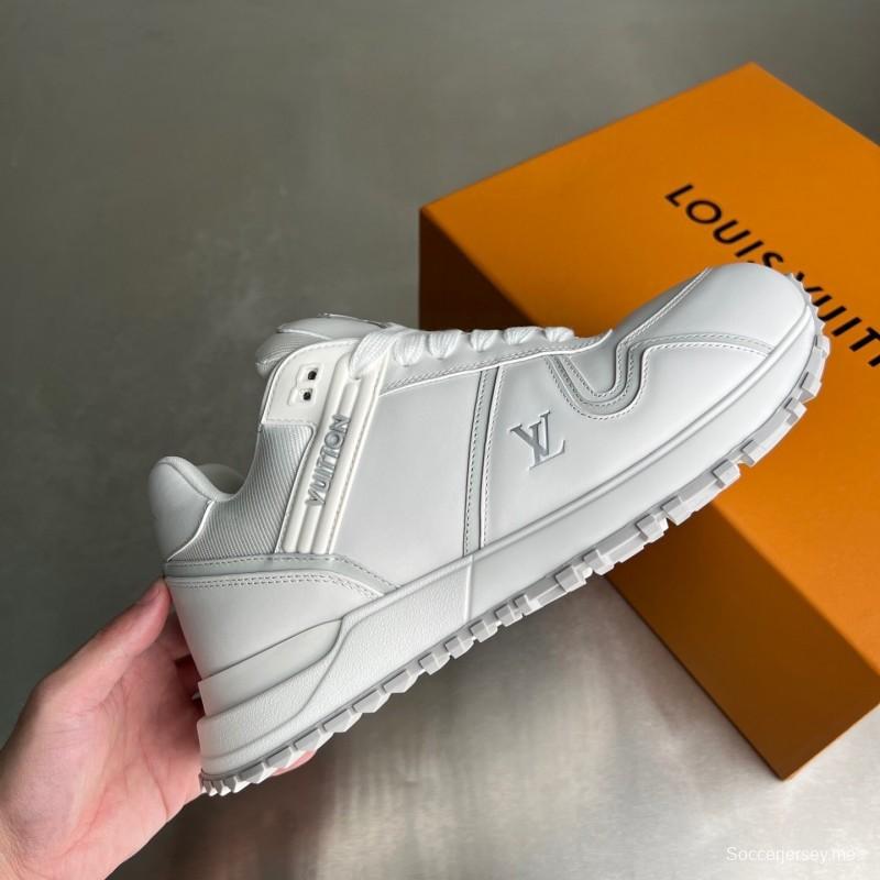 حذاء Lv الجلدي برباط مستدير من الأمام والرباط فوق الحذاء المسطح المسطح الكاجوال المسطح - YC