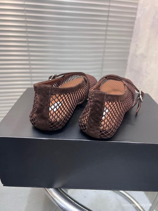 ALAIA 2025/SS صندل مسطح شبكي جديد بلون جديد - KFY00270