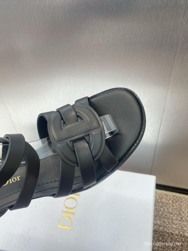 حذاء ديور D-Club D-Club جيلي ملون مجوف بحزام متقاطع ذو كعب متوسط للنساء - KFY00290