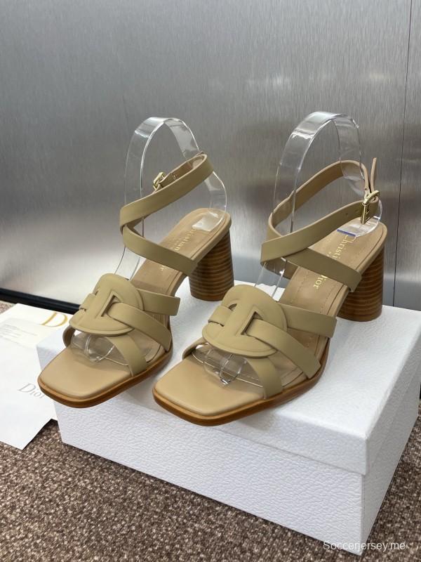 حذاء ديور D-Club D-Club جيلي ملون مجوف بحزام متقاطع ذو كعب عالٍ نسائي - KFY00290