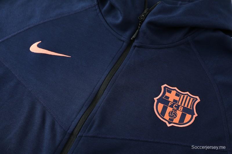 25/26 برشلونة 01 هودي أزرق ملكي بسترة زرقاء كاملة بسحاب + بنطال طويل