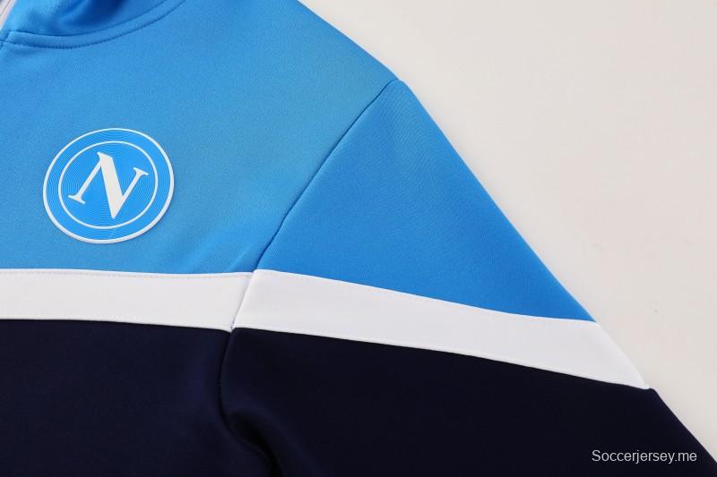 25/26 نابولي أزرق/أسود أزرق/أسود سترة بسحاب كامل + بنطلون طويل