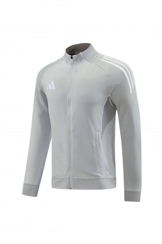 2025 أديداس 2025 جاكيت أديداس رمادي كامل بسحاب + بنطلون طويل