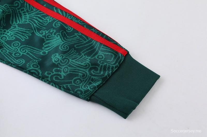 2025 مكسيكو 2025 جاكيت أخضر بسحاب كامل + بنطلون طويل