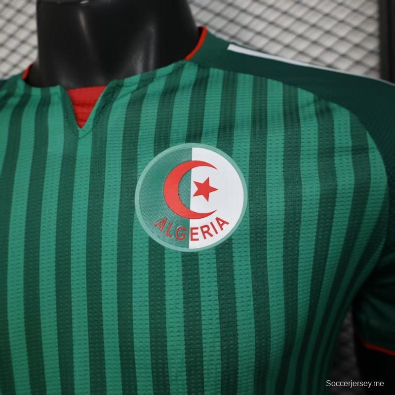 نسخة اللاعب 2026 قميص منتخب الجزائر 2026 أخضر اللون أخضر بنقشة خطوط عمودية