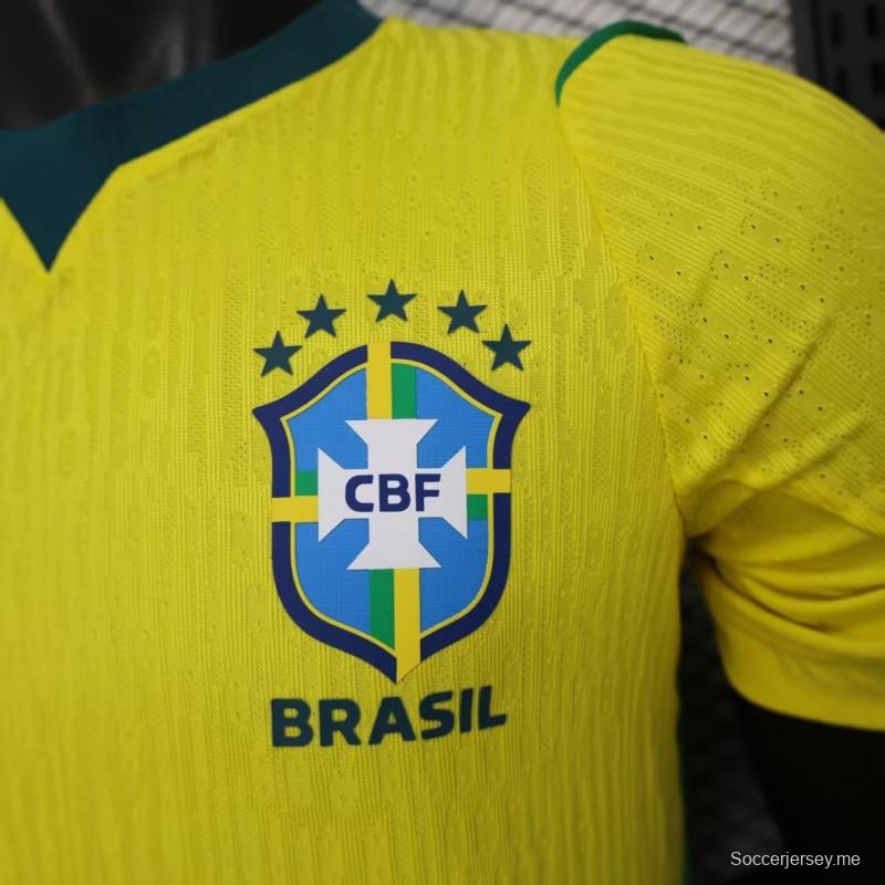 إصدار اللاعب 2026 قميص منتخب البرازيل 2026 أصفر اللون أصفر بنمط مخطط عمودي