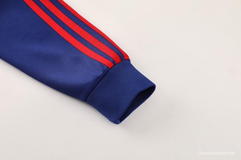 25/26 نادي أرسنال لكرة القدم جاكيت أزرق ملكي بسحاب كامل + بنطلون طويل + سترة رياضية + بنطلون طويل