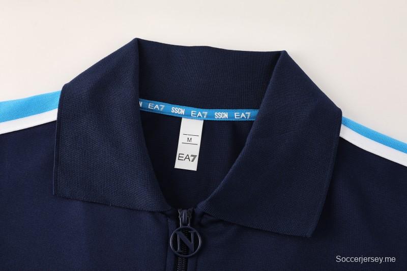 25/26 أس أس سي نابولي أزرق كحلي سحاب كامل سترة رياضية + بنطلون طويل + بنطلون طويل